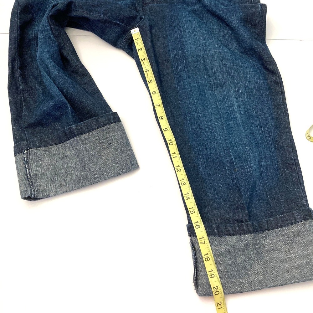 IZOD Jeans Mid Rise Cuffed Straight Leg Denim Capris Womens 8 Blue Whiskered - Picture 6 of 8
